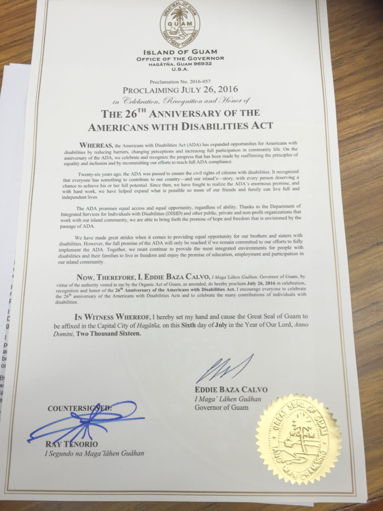 Official Proclamation for the 26th Anniversary of the ADA.